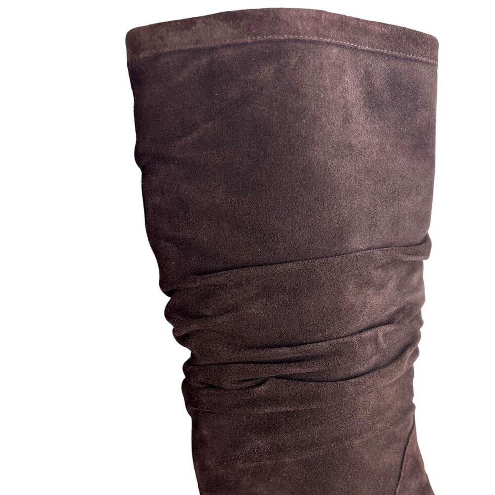 Talbots Chocolate Brown Ruched Suede Boots Size 6 - Picture 4 of 12